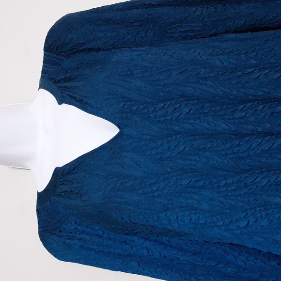 Current AIR anthropologie Elegant Teal Dress Women M Textured Babydoll Event Y2k - Picture 5 of 11